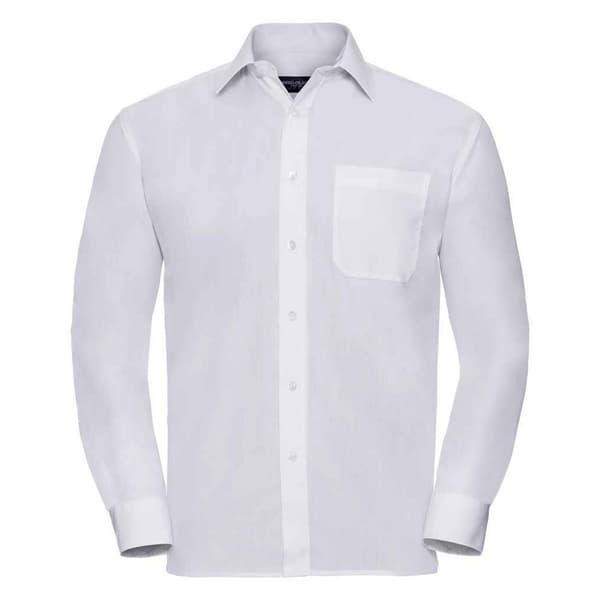 Russell Collection Mens Poplin Easy-Care Long-Sleeved Formal Shirt
