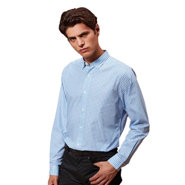 Premier Mens Maxton Checked Long-Sleeved Shirt