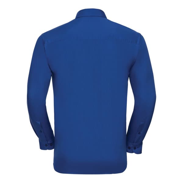 Russell Collection Mens Poplin Easy-Care Long-Sleeved Shirt