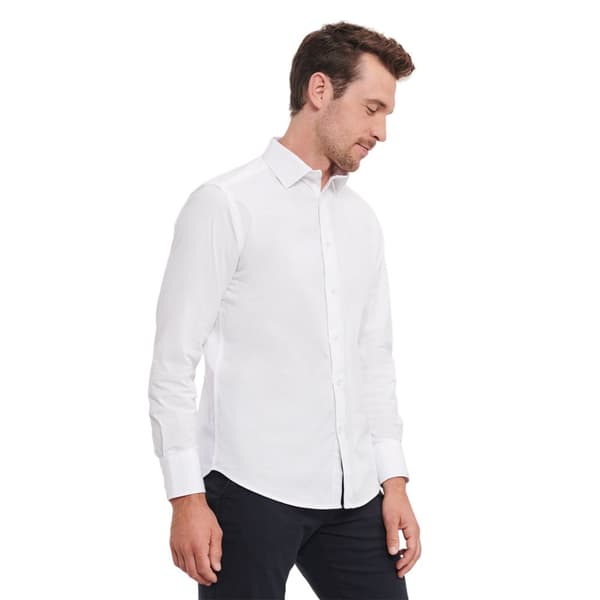 Russell Collection Mens Easy-Care Fitted Long-Sleeved Shirt