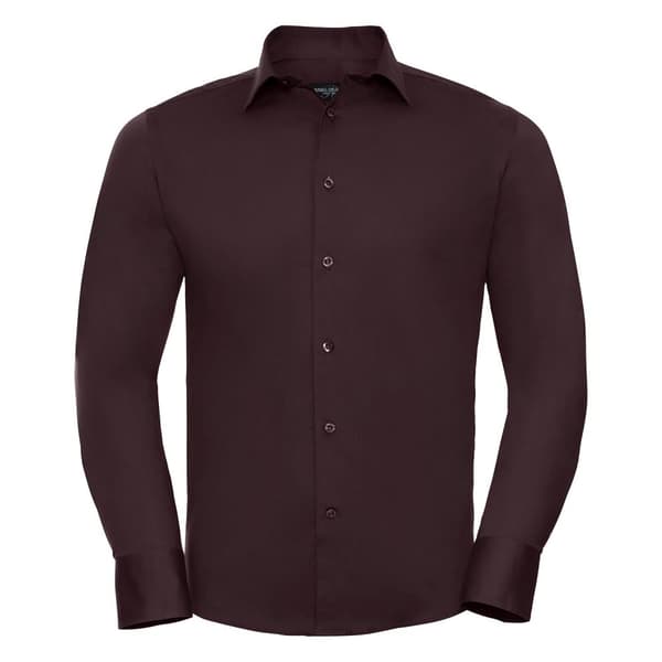 Russell Collection Mens Easy-Care Fitted Long-Sleeved Shirt