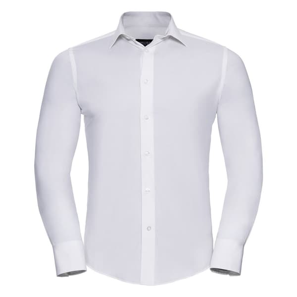 Russell Collection Mens Easy-Care Fitted Long-Sleeved Shirt
