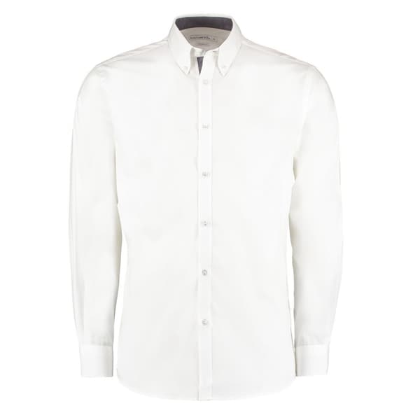 Kustom Kit Mens Premium Contrast Oxford Long-Sleeved Shirt