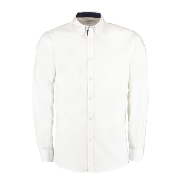 Kustom Kit Mens Premium Contrast Oxford Long-Sleeved Shirt