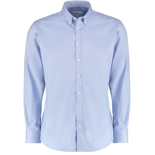 Kustom Kit Mens Oxford Stretch Slim Long-Sleeved Shirt