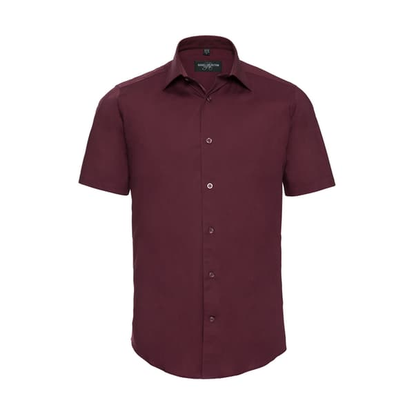 Russell Collection Mens Fitted Short-Sleeved Shirt