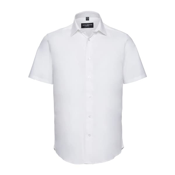 Russell Collection Mens Fitted Short-Sleeved Shirt White 3XL