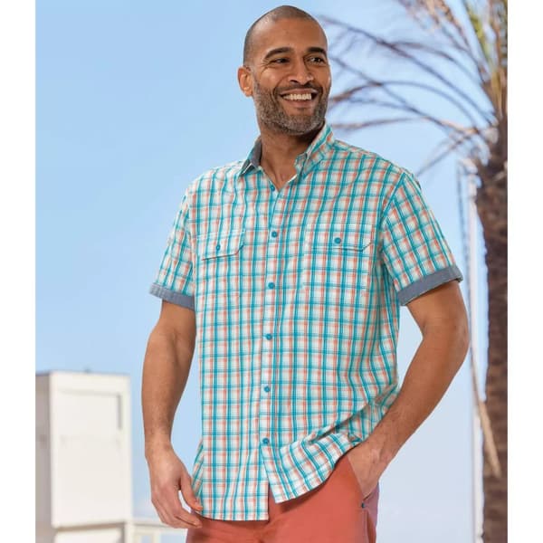 Atlas For Men Mens Checked Poplin Shirt