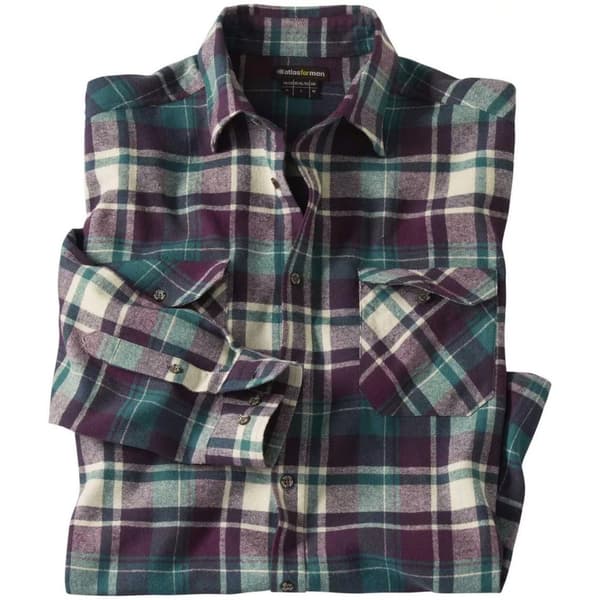 Atlas For Men Flanellskjorta för män med rutiga rutor Plum/Green XL