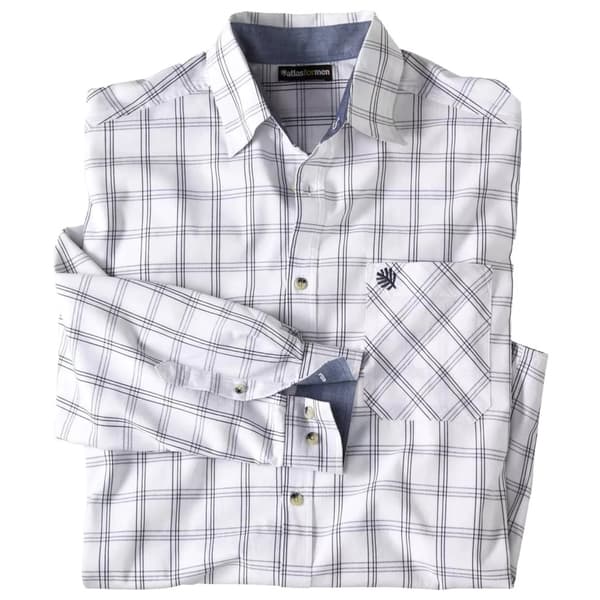 Atlas For Men Ternet poplin-skjorte til mænd White/Navy L