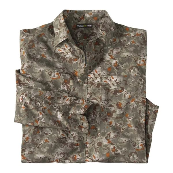 Atlas For Men Camouflage poplin-skjorte til mænd Khaki L
