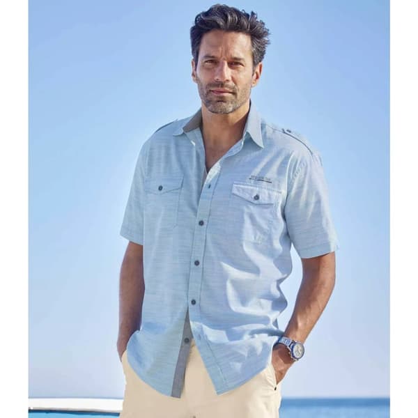Atlas For Men Mens Striped Cotton Summer Shirt