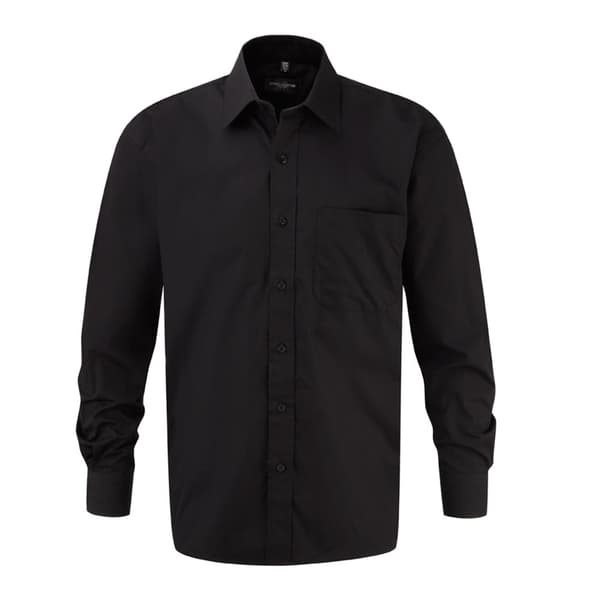 Russell Collection Mens Poplin Long-Sleeved Shirt