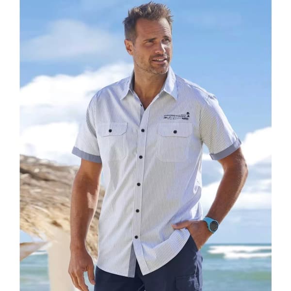 Atlas For Men Stribet poplin-skjorte til mænd