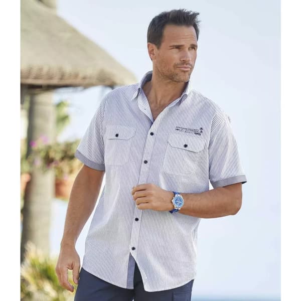 Atlas For Men Stribet poplin-skjorte til mænd