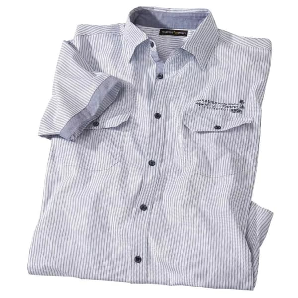 Atlas For Men Stribet poplin-skjorte til mænd Blue/White XXL
