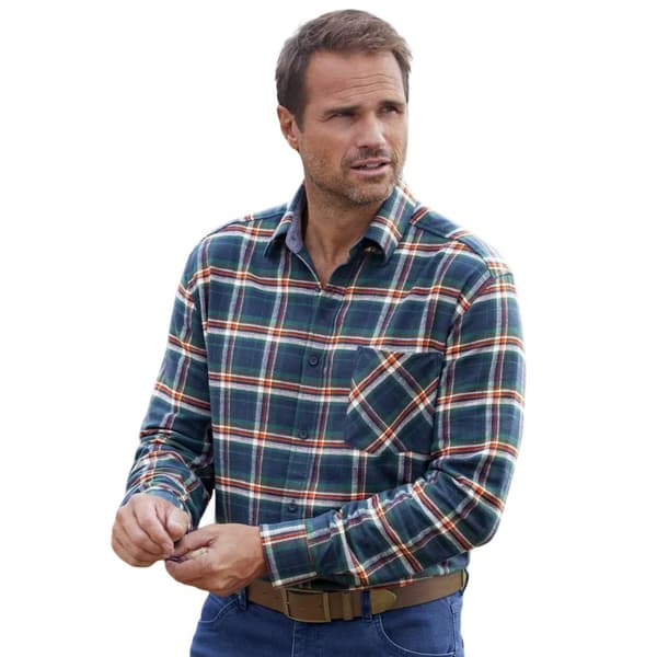 Atlas For Men Ternet flannelskjorte til mænd Navy XL