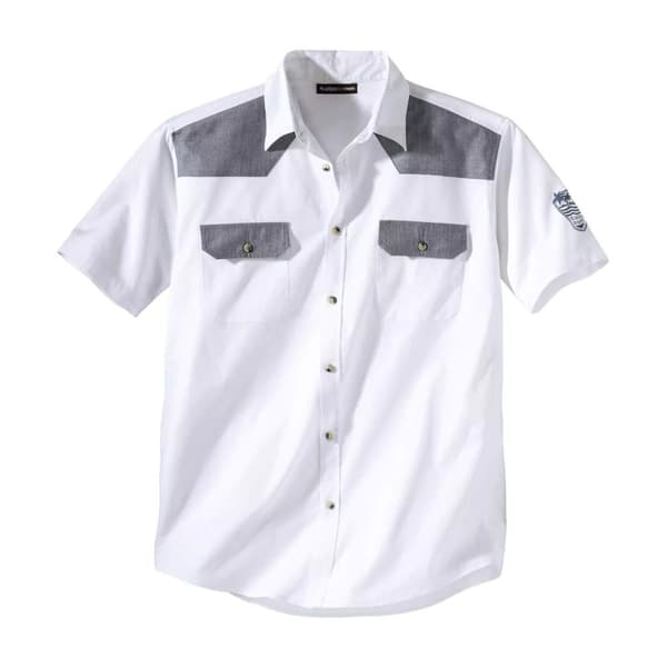 Atlas For Men Kortärmad skjorta med kontrast för herrar White 5XL