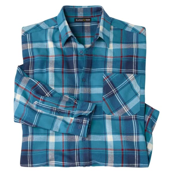 Atlas For Men Mens Checked Flannel Shirt Turquoise 4XL