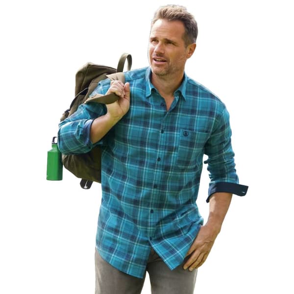 Atlas For Men Mens Double Checked Flannel Shirt