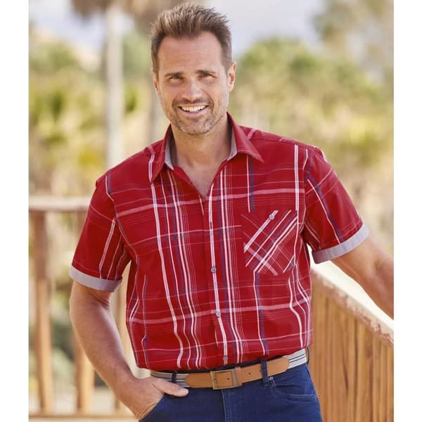 Atlas For Men Mens Checked Short-Sleeved Shirt