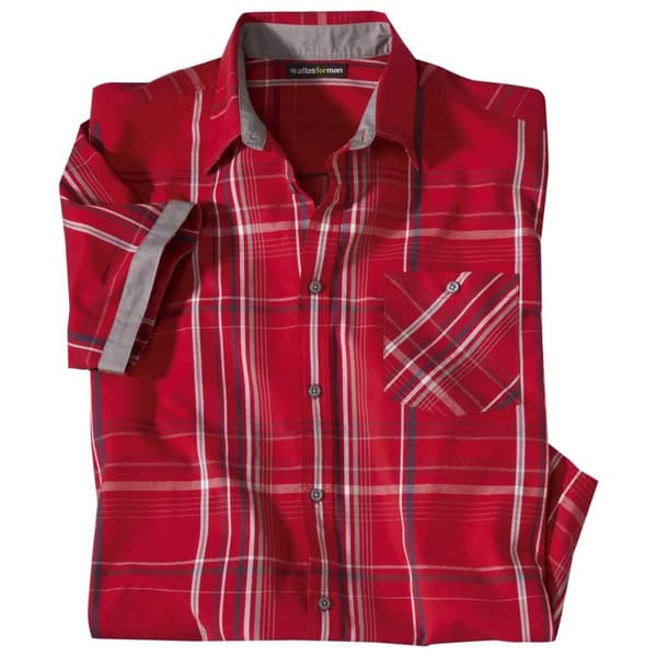 Atlas For Men Mens Checked Short-Sleeved Shirt Red XXL