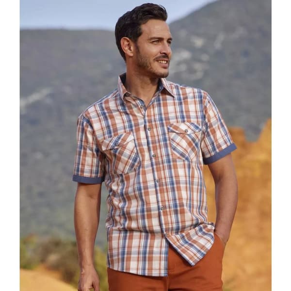 Atlas For Men Mens Checked Poplin Shirt