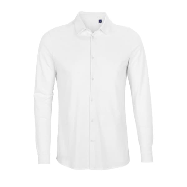 NEOBLU Mens Basile Piqué Organic Long-Sleeved Shirt