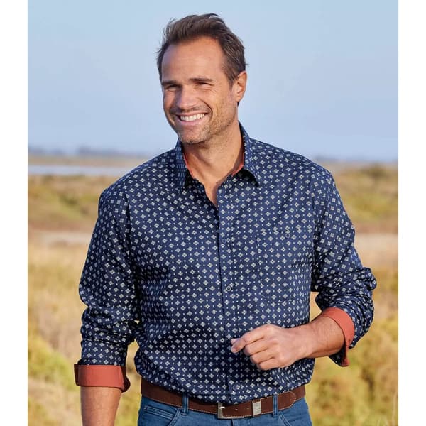Atlas For Men Mens Patterned Poplin Shirt