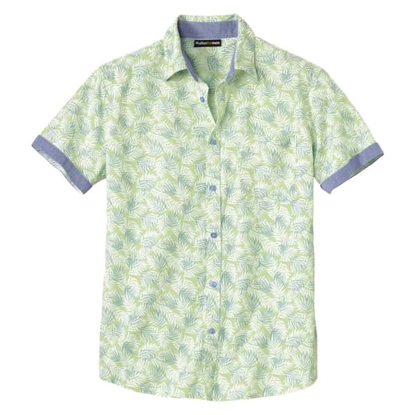 Atlas For Men Mens Palm Print Summer Shirt Green 3XL