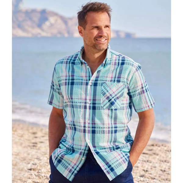 Atlas For Men Mens Checked Waffle Shirt