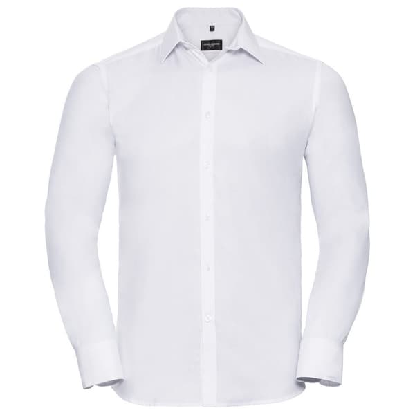 Russell Collection Mens Herringbone Long-Sleeved Formal Shirt