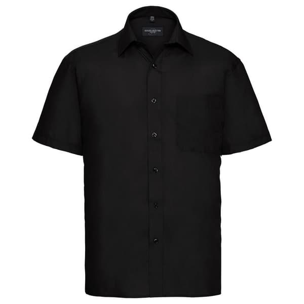 Russell Collection Mens Poplin Easy-Care Short-Sleeved Shirt