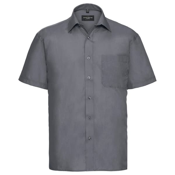 Russell Collection Mens Poplin Easy-Care Short-Sleeved Shirt