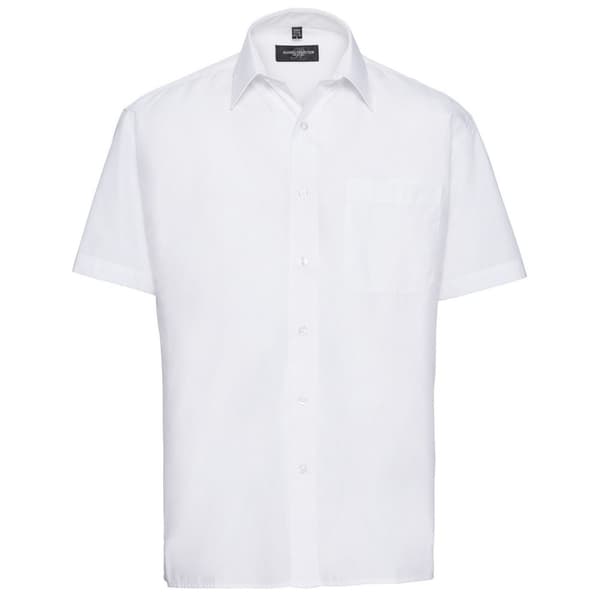 Russell Collection Mens Poplin Easy-Care Short-Sleeved Shirt