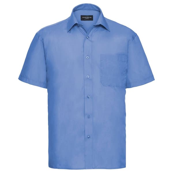 Russell Collection Kortärmad skjorta i lättskött poplin för herrar Corporate Blue 15.5in