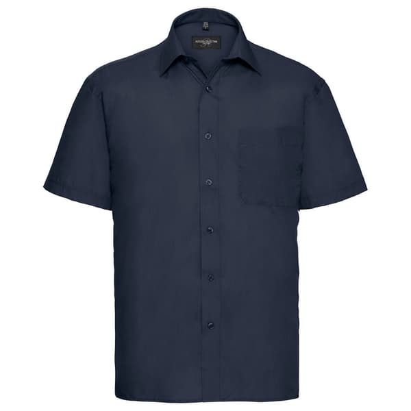 Russell Collection Mens Poplin Easy-Care Short-Sleeved Shirt