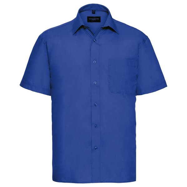 Russell Collection Mens Poplin Easy-Care Short-Sleeved Shirt