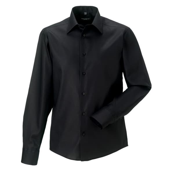 Russell Mens Ultimate Non-Iron Tailored Long-Sleeved Formal Shirt Black 17in