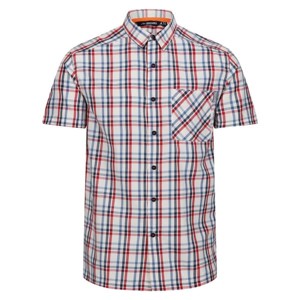 Regatta Mens Mindano VIII Patterned Short-Sleeved Shirt Danger Red/Coronet Blue S