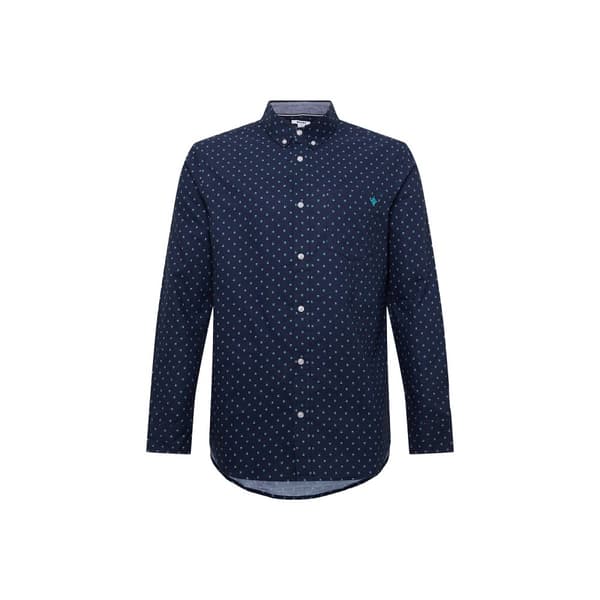 Maine Mens Dash Print Long-Sleeved Shirt Navy XXL