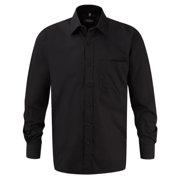 Russell Collection Mens Cotton Poplin Easy-Care Shirt