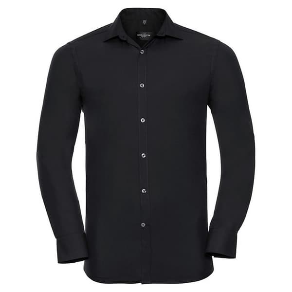 Russell Collection Mens Ultimate Stretch Long-Sleeved Shirt Black M