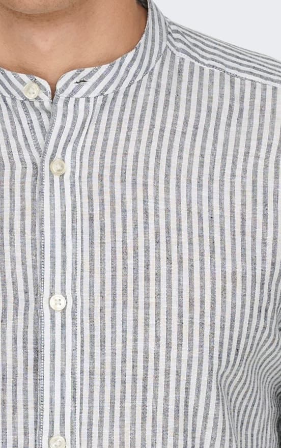 Only & Sons - onsCaiden Mao Stripe Linen Shirt