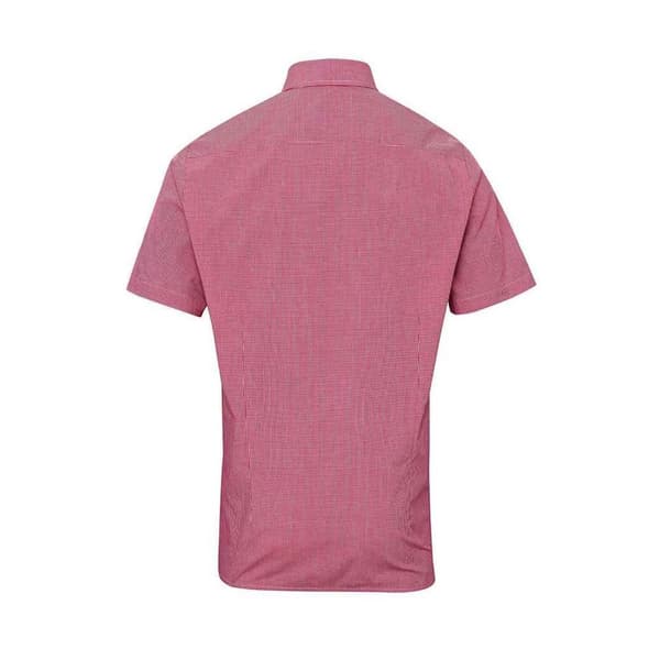 Premier Mens Gingham Cotton Short-Sleeved Shirt