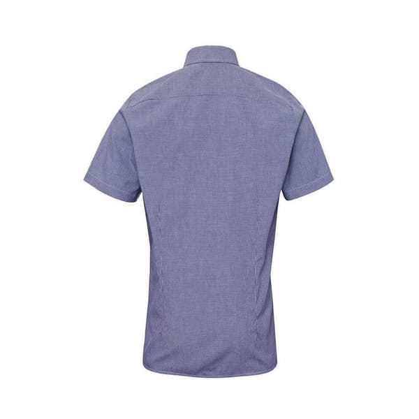 Premier Mens Gingham Cotton Short-Sleeved Shirt
