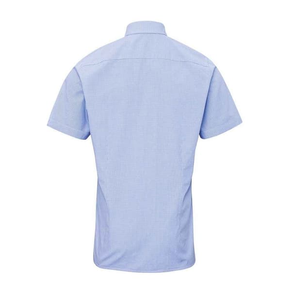 Premier Mens Gingham Cotton Short-Sleeved Shirt