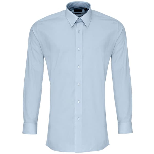 Premier Mens Colours Poplin Fitted Långärmad Skjorta
