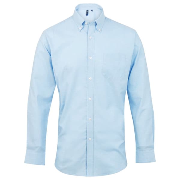Premier Långärmad skjorta Signature Oxford för herrar Light Blue 18in