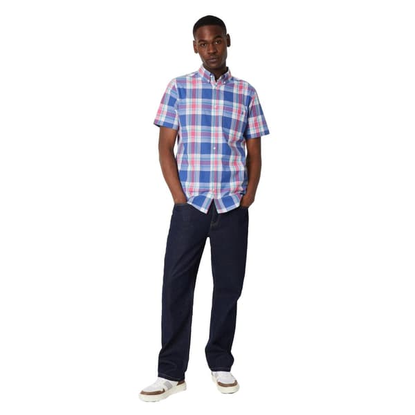 Maine Mens Large Check Short-Sleeved Summer Shirt